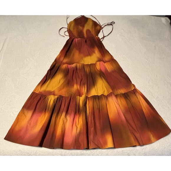 Zara 100% Cotton Maxi Dress Orange Sz XS - Picture 4 of 10